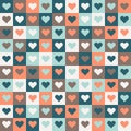 Abstract Geometric Pattern Background With Colorful Squares And Hearts