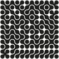 Abstract geometric pattern. Black curvy shapes. Creative circular elements. Repeating seamless layout.