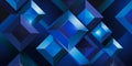 Geometric Pattern of Blue Cubes and Diamonds with Light and Shadow abstract background Royalty Free Stock Photo