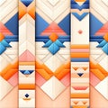 Abstract Geometric Pattern with Blue Orange and White Tiles Seamless Royalty Free Stock Photo