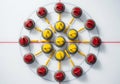 Pattern composed of alternating red and yellow plastic buttons arranged Royalty Free Stock Photo