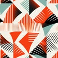 Abstract Geometric Pattern In Coral, Black, And White