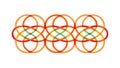 Abstract geometric pattern created by multiple overlapping, interlocking orange circular loops, vector design Generative AI Royalty Free Stock Photo
