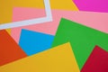 Abstract geometric pattern design: bright color paper flat lay. background, texture Royalty Free Stock Photo