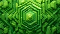 Abstract geometric pattern featuring concentric green hexagonal shapes in a 3D arrangement. Great for backgrounds