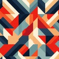 Bold Geometric Pattern In Red And Navy With Triangles And Zigzags Royalty Free Stock Photo