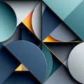 Abstract geometric pattern featuring overlapping circles and triangles in various Royalty Free Stock Photo