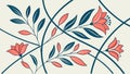 Abstract Geometric Pattern with Floral Branches, vector design Generative AI Royalty Free Stock Photo