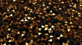 Abstract geometric pattern of golden triangles on a black background