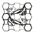 Abstract geometric pattern. Hexagons and curved shapes. Black and white complex design. Modern art concept.