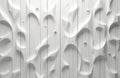 Abstract geometric pattern illustration features sculpted white wood texture creating three-dimensional wave illusion. Organic Royalty Free Stock Photo