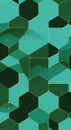 Abstract geometric pattern of interlocking hexagons in shades of green and teal Royalty Free Stock Photo