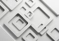 Abstract geometric pattern of interlocking squares and rectangles in minimalist white design Royalty Free Stock Photo