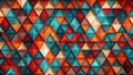 Abstract geometric pattern of interlocking triangles in warm and cool tones. Generative AI Royalty Free Stock Photo