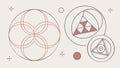 Abstract geometric pattern with intersecting lines and shapes, vector design Generative AI Royalty Free Stock Photo