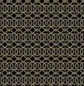 Abstract geometric pattern with lines and circles. Black and gold texture. Seamless background. Royalty Free Stock Photo