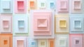 Abstract Geometric Pattern of Nested Squares in Pastel Colors