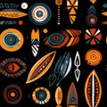 Abstract Geometric Pattern with Orange and Teal Shapes on Black Royalty Free Stock Photo