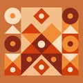 Abstract geometric pattern with overlapping circles triangles and squares in warm earthy tones overlapping shapes Royalty Free Stock Photo