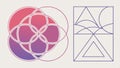 Abstract geometric pattern with overlapping circles and triangles vector design Generative AI Royalty Free Stock Photo