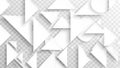 Abstract geometric pattern with overlapping white shapes on a transparent background Royalty Free Stock Photo