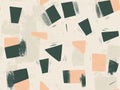 Abstract geometric pattern with peach, teal and gray shapes on a textured cream background Royalty Free Stock Photo