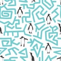 Abstract geometric pattern with penguins.