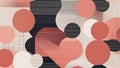 Abstract geometric pattern with pink, black and white circles on a grid background Royalty Free Stock Photo