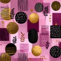 Abstract Geometric Pattern with Pink Gold Black Circles Royalty Free Stock Photo