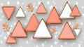 Abstract Geometric Pattern with Pink and White Triangles and Gold Royalty Free Stock Photo