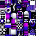 Abstract Geometric Pattern with Purple Blue Black and White Royalty Free Stock Photo
