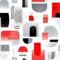 Abstract Geometric Pattern with Red Gray and Black Shapes on White Royalty Free Stock Photo