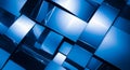 Abstract geometric pattern of reflective blue metallic cubes and rectangles Royalty Free Stock Photo