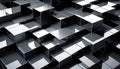 Abstract geometric pattern of reflective metallic cubes creating a futuristic and complex three dimensional structure Royalty Free Stock Photo