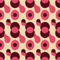 Abstract geometric pattern with repeating pink and maroon shapes on a creamy background. Royalty Free Stock Photo