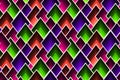 Abstract geometric pattern with scattered mosaic lozenges in trendy colors