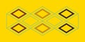 Abstract geometric pattern of six isometric cubes with nested squares on a bright yellow background Royalty Free Stock Photo