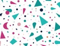 abstract geometric pattern of small and and green shapes on a white background, simplistic characters, memphis design