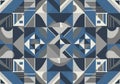Abstract geometric pattern with a symmetrical design featuring an array of shapes, including Royalty Free Stock Photo
