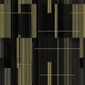 Abstract Geometric Pattern with Vertical Lines and Black-Yellow Stripes. Royalty Free Stock Photo