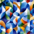 Abstract Geometric Pattern with Vibrant Blue Green Orange and Yellow Royalty Free Stock Photo