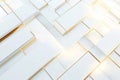 Abstract geometric pattern with white blocks and gold accents Royalty Free Stock Photo