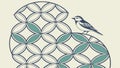 Abstract Geometric Patterned Bird and Floral Motif, vector design Generative AI Royalty Free Stock Photo