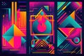 Abstract Geometric Patterns In Bold Neon Colors. Generative AI