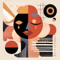 Abstract Geometric Portrait with Dual Faces in Warm and Cool Royalty Free Stock Photo