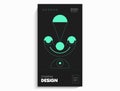 Abstract geometric poster. Geometric shapes, lime elements on a black background