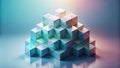 Abstract geometric pyramid of shiny cubes with iridescent hues on a smooth surface. Generative AI Royalty Free Stock Photo