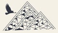 Abstract Geometric Pyramids with Dynamic Bird, Modern Art Design, vector design Generative AI Royalty Free Stock Photo