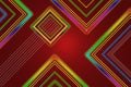 Abstract geometric red background with a pattern of multicolored rectangles