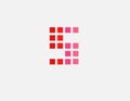 Geometric red pixel squares logo letter S for your company